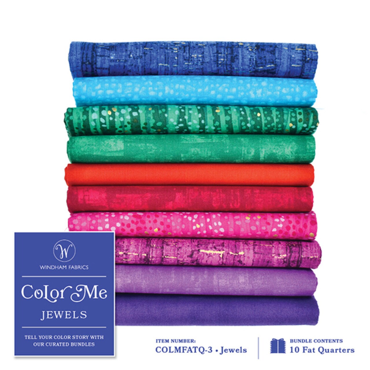Color Me Fat Quarter Bundle in Jewels by Windham for Windham (COLMFATQ-3)